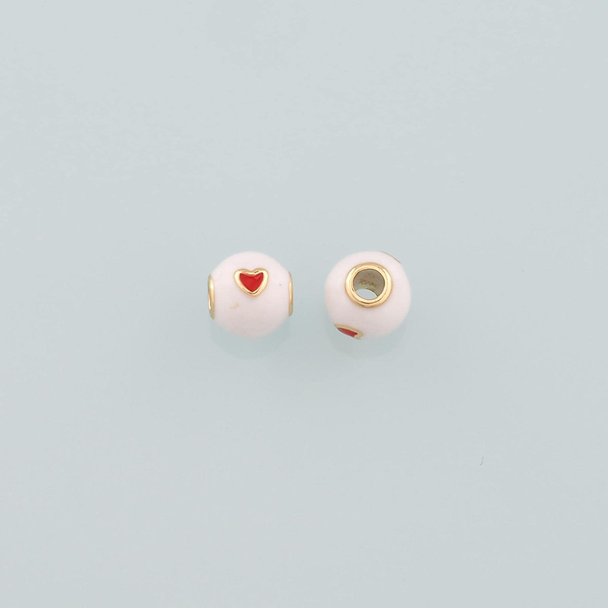 18K Gold Filled Heart Spacer Bead,Enamel Heart Charm Bracelet Necklace for DIY Jewelry Making Supply