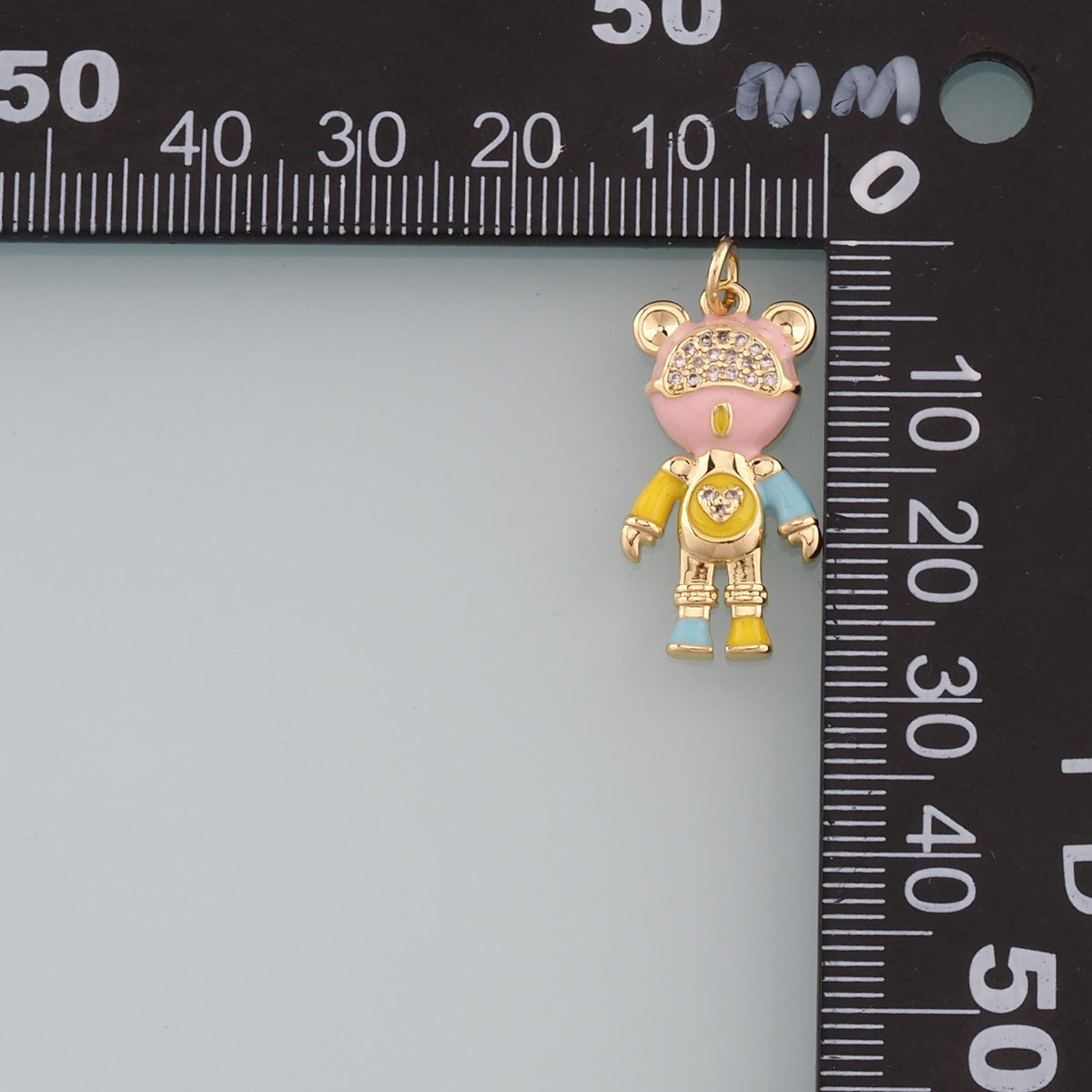 18K Gold Filled Bear Pendant,Enamel Bear Charm Bracelet Necklace for DIY Jewelry Making Supply