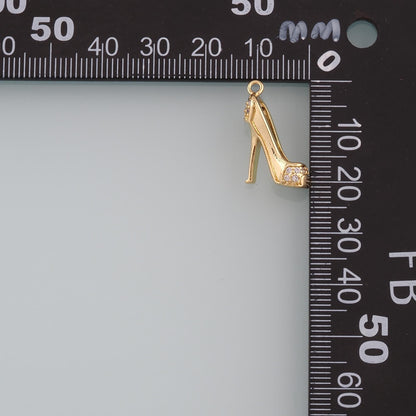 18K Gold Filled High heel Pendant,CZ Micro Pave High heel Charm Bracelet Necklace for DIY Jewelry Making Supply