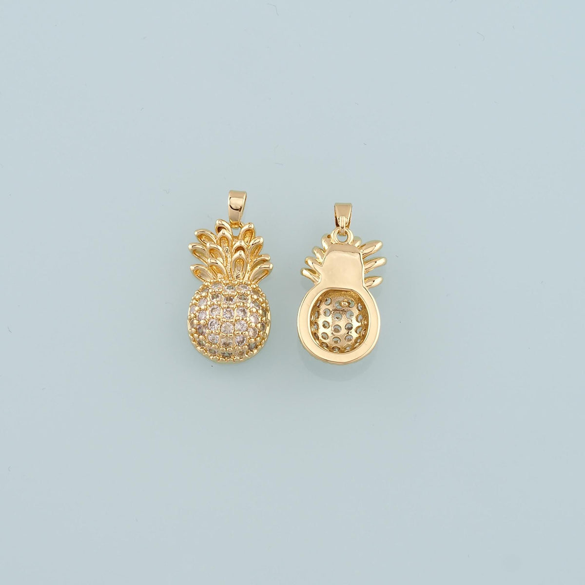 Gold Pineapple Charms,18K Gold Filled Pineapple Pendant,CZ Micro Pave Fruit Charm Bracelet Necklace for DIY Jewelry Making Su