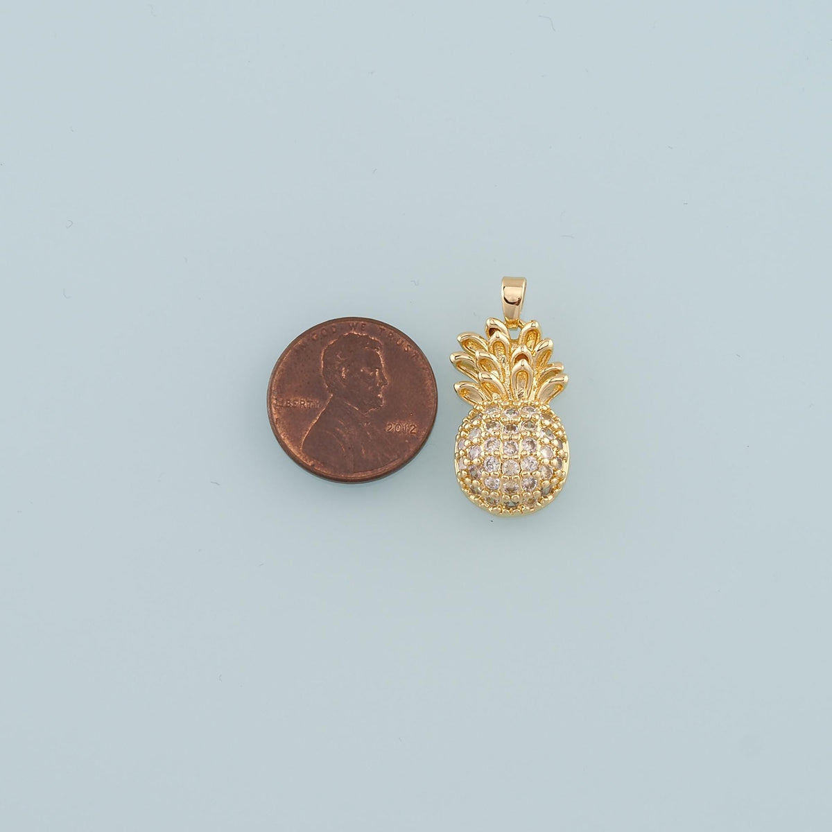 Gold Pineapple Charms,18K Gold Filled Pineapple Pendant,CZ Micro Pave Fruit Charm Bracelet Necklace for DIY Jewelry Making Su