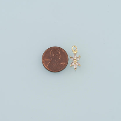 Gold Flower Charms,18K Gold Filled Flower Pendant,Flower Charm Bracelet Necklace for DIY Jewelry Making Supply