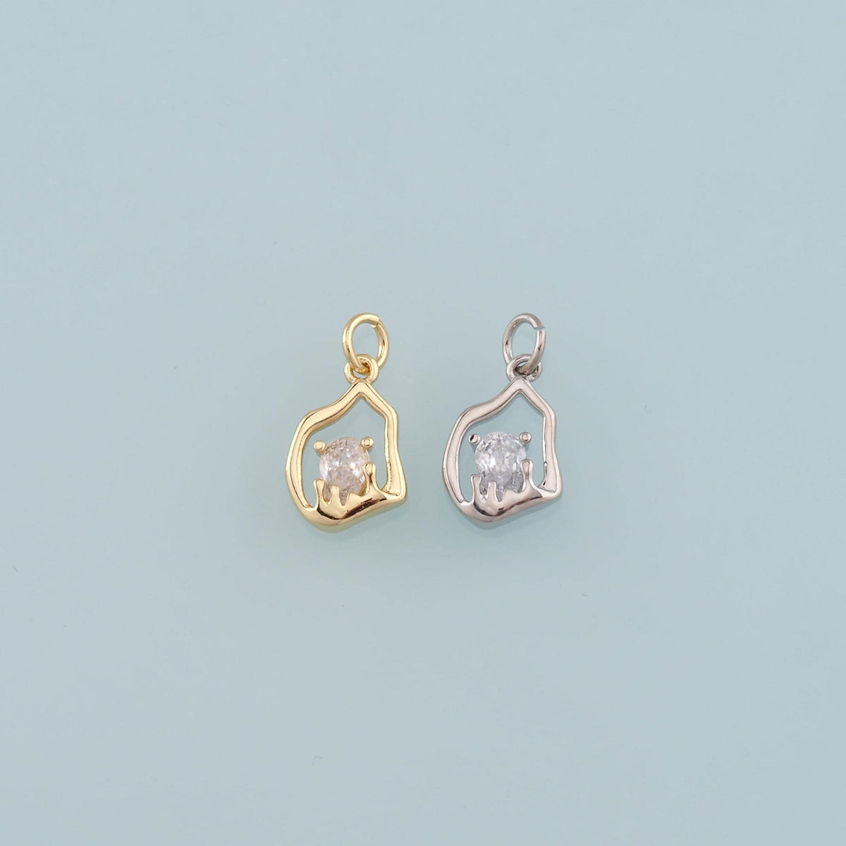 18K Gold Filled Hand CZ Charm Pendant for Jewelry Making