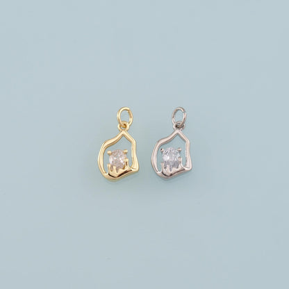 18K Gold Filled Hand CZ Charm Pendant for Jewelry Making