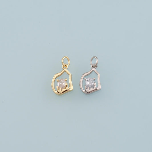 18K Gold Filled Geometry Pendant,CZ Micro Pave Geometry Charm Bracelet Necklace for DIY Jewelry Making Supply