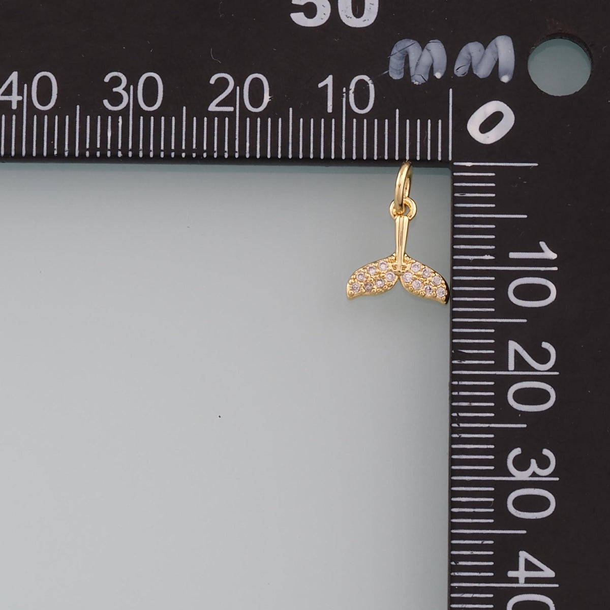 18K Gold Filled Mermaid Tail Pendant,CZ Micro Pave Tail Charm Bracelet Necklace for DIY Jewelry Making Supply