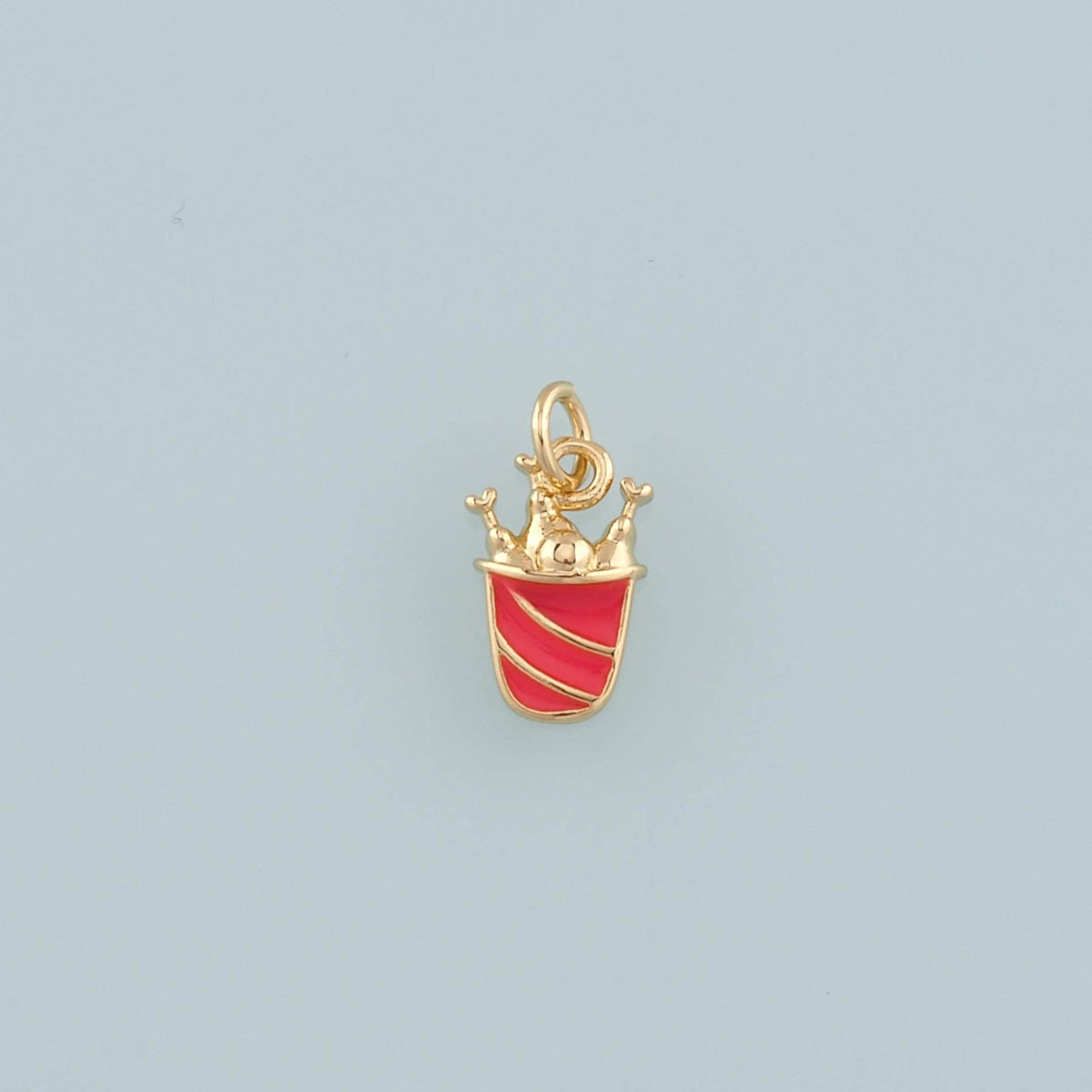 18K Gold Filled Fried Chicken Pendant,Enamel Fried Chicken Bucket Charm Bracelet Necklace for DIY Jewelry Making Supply