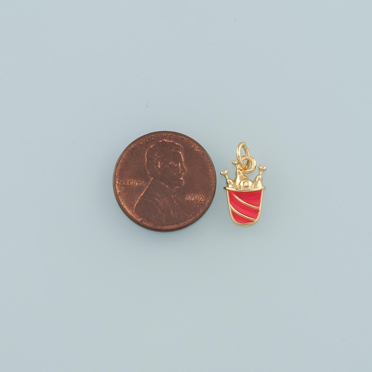 18K Gold Filled Fried Chicken Pendant,Enamel Fried Chicken Bucket Charm Bracelet Necklace for DIY Jewelry Making Supply