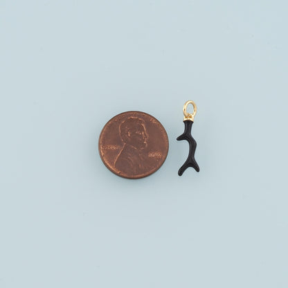 Gold Antler Charms,18K Gold Filled Antler Pendant,Enamel Elk Charm Bracelet Necklace for DIY Jewelry Making Supply