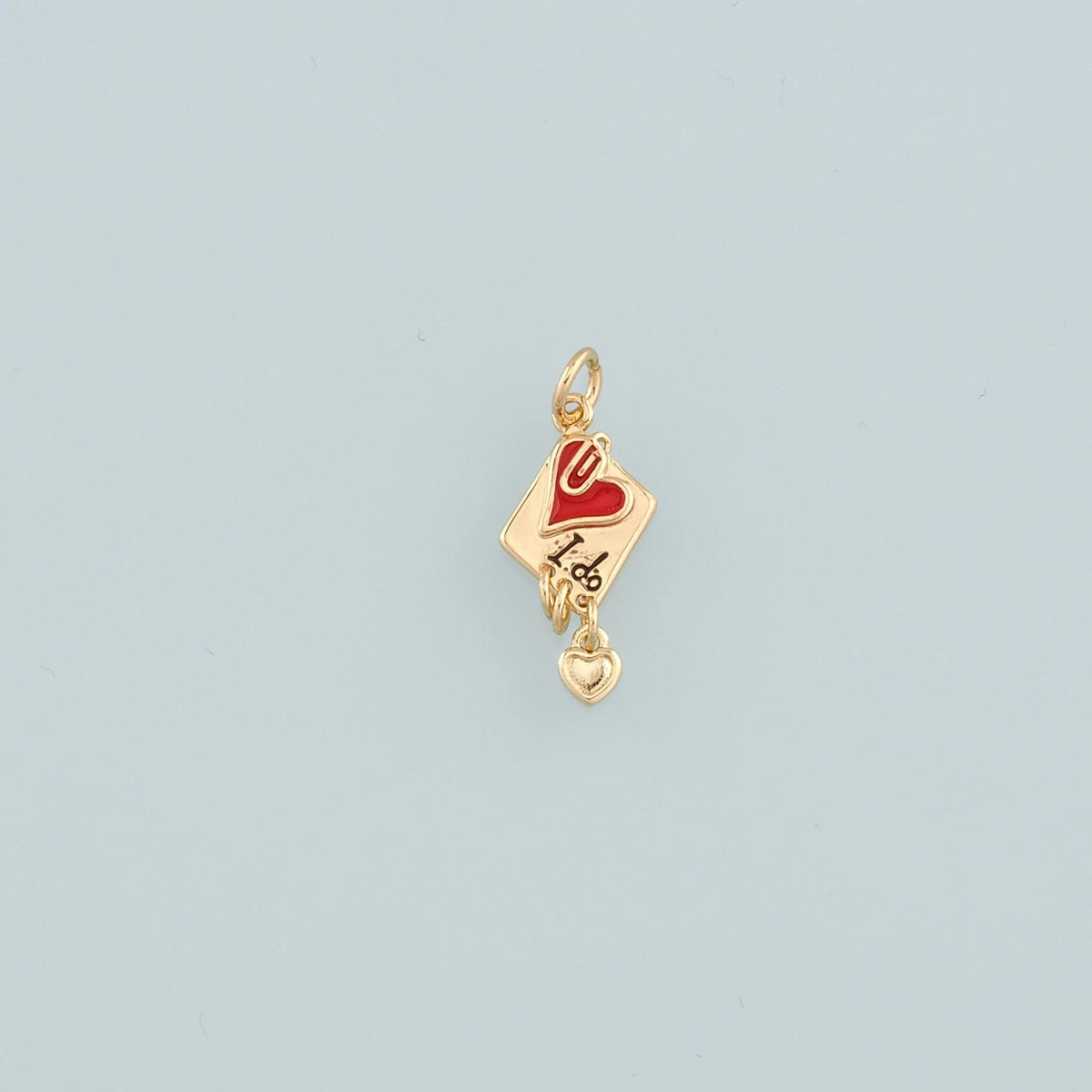 18K Gold Filled Heart Enamel Charm Pendant for Jewelry Making