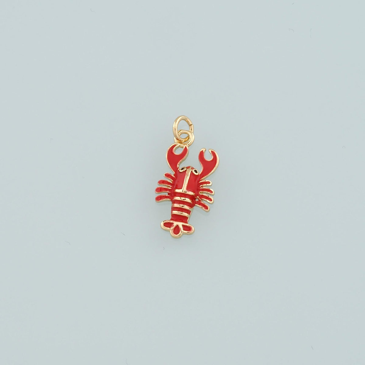 Cute Lobster Charms,18K Gold Filled Enamel Lobster Pendant,kawaii Ocean Charm Bracelet Necklace for DIY Jewelry Making Supply