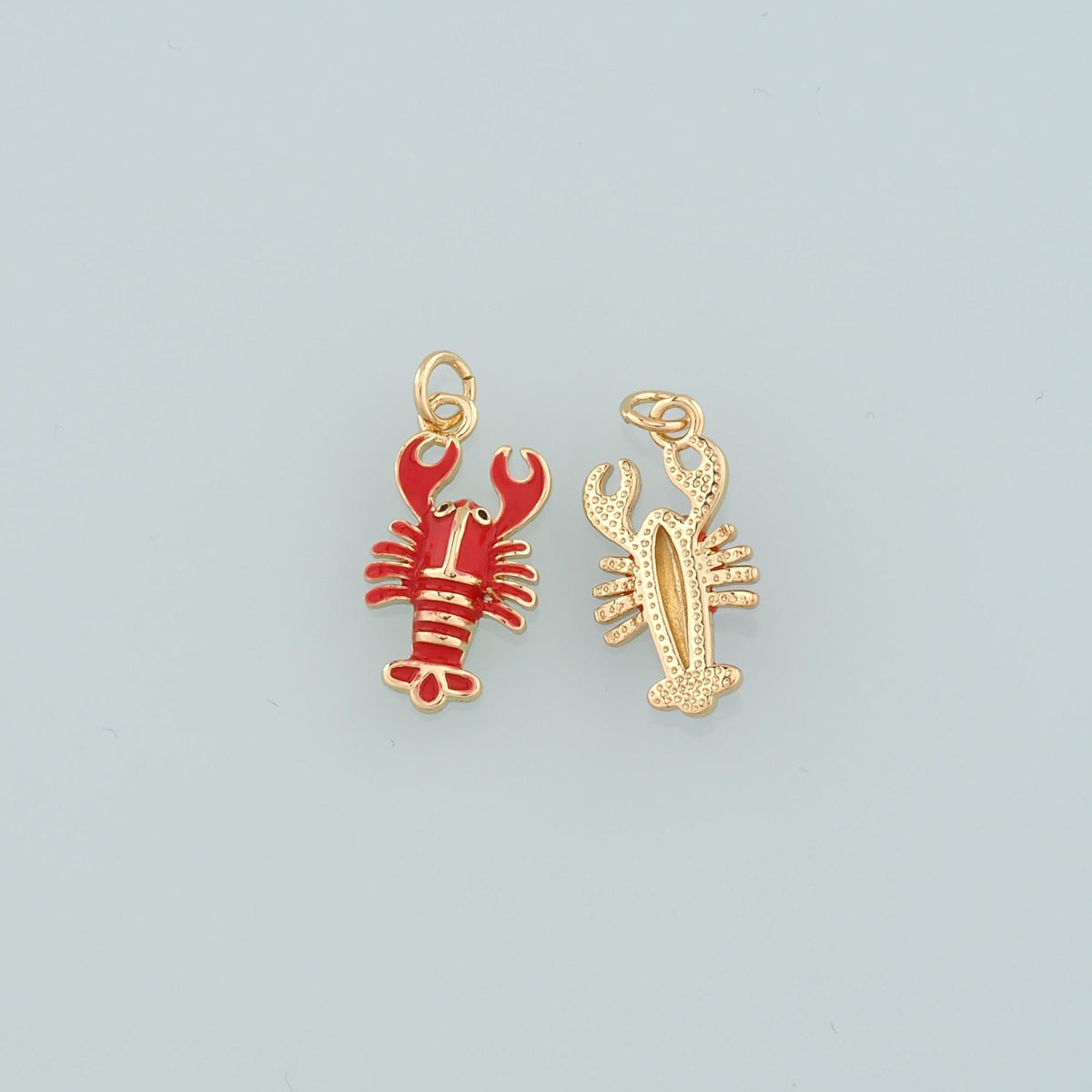 Cute Lobster Charms,18K Gold Filled Enamel Lobster Pendant,kawaii Ocean Charm Bracelet Necklace for DIY Jewelry Making Supply