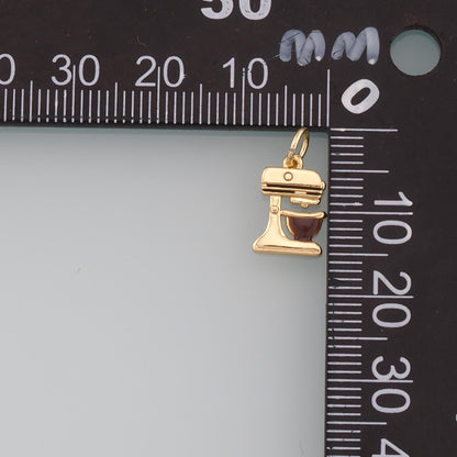 Gold Coffee Charm,18K Gold Filled Coffee Machine Pendant,Enamel Coffee Machine Charm Bracelet Necklace for DIY Jewelry Making