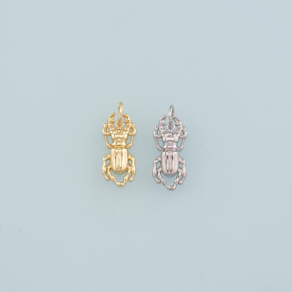 Gold Beetle Charms,18K Gold Filled Beetle Pendant,Insect Charm Bracelet Necklace for DIY Jewelry Making Supply
