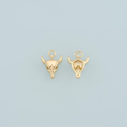 Gold Ox Charms,18K Gold Filled Bull Head Pendant,Bull Charm Bracelet Necklace for DIY Jewelry Making Supply