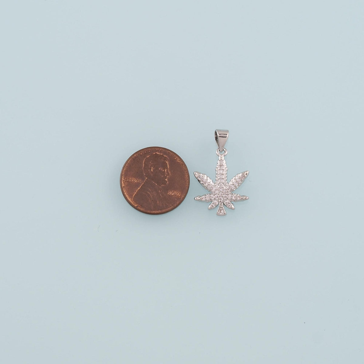 18K Gold Filled Leaf CZ Charm Pendant for Jewelry Making