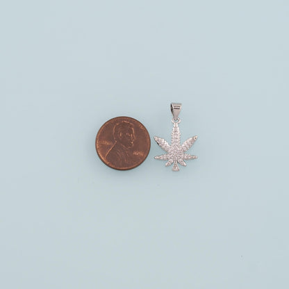 18K Gold Filled Leaf CZ Charm Pendant for Jewelry Making