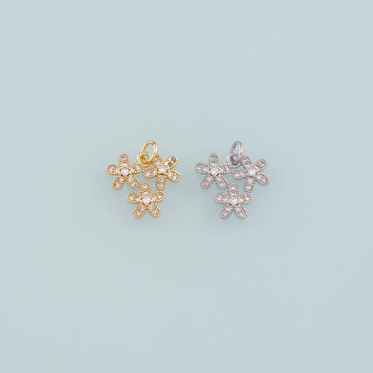 Gold Flower Charms,18K Gold Filled Flower Pendant,CZ Micro Pave Flower Charm Bracelet Necklace for DIY Jewelry Making Supply