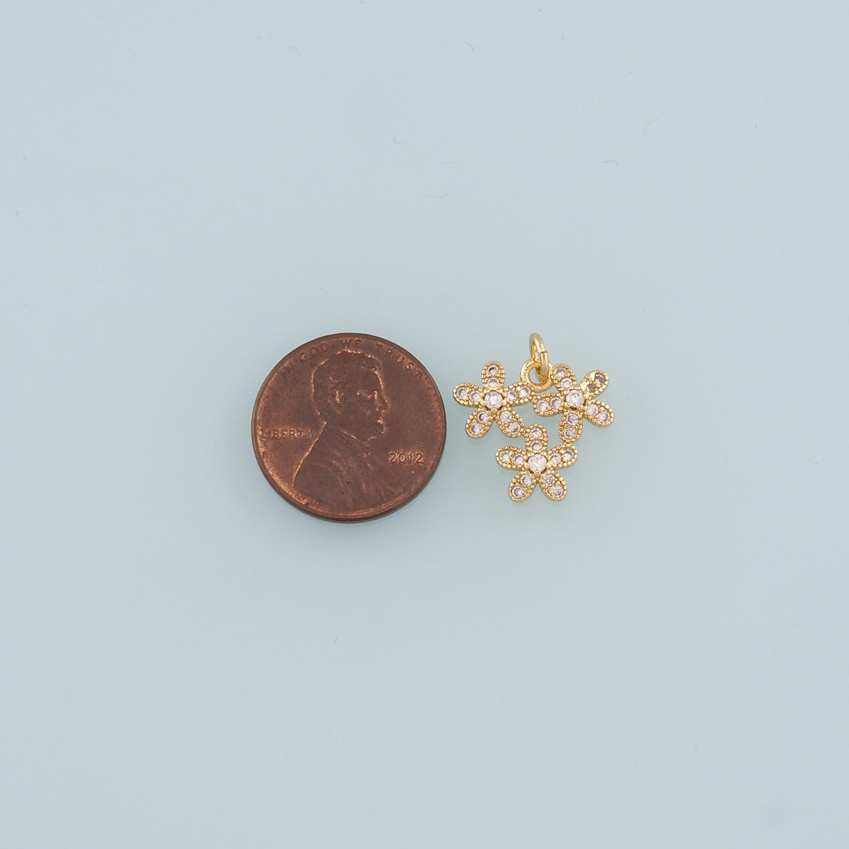 Gold Flower Charms,18K Gold Filled Flower Pendant,CZ Micro Pave Flower Charm Bracelet Necklace for DIY Jewelry Making Supply
