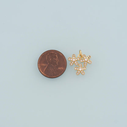Gold Flower Charms,18K Gold Filled Flower Pendant,CZ Micro Pave Flower Charm Bracelet Necklace for DIY Jewelry Making Supply