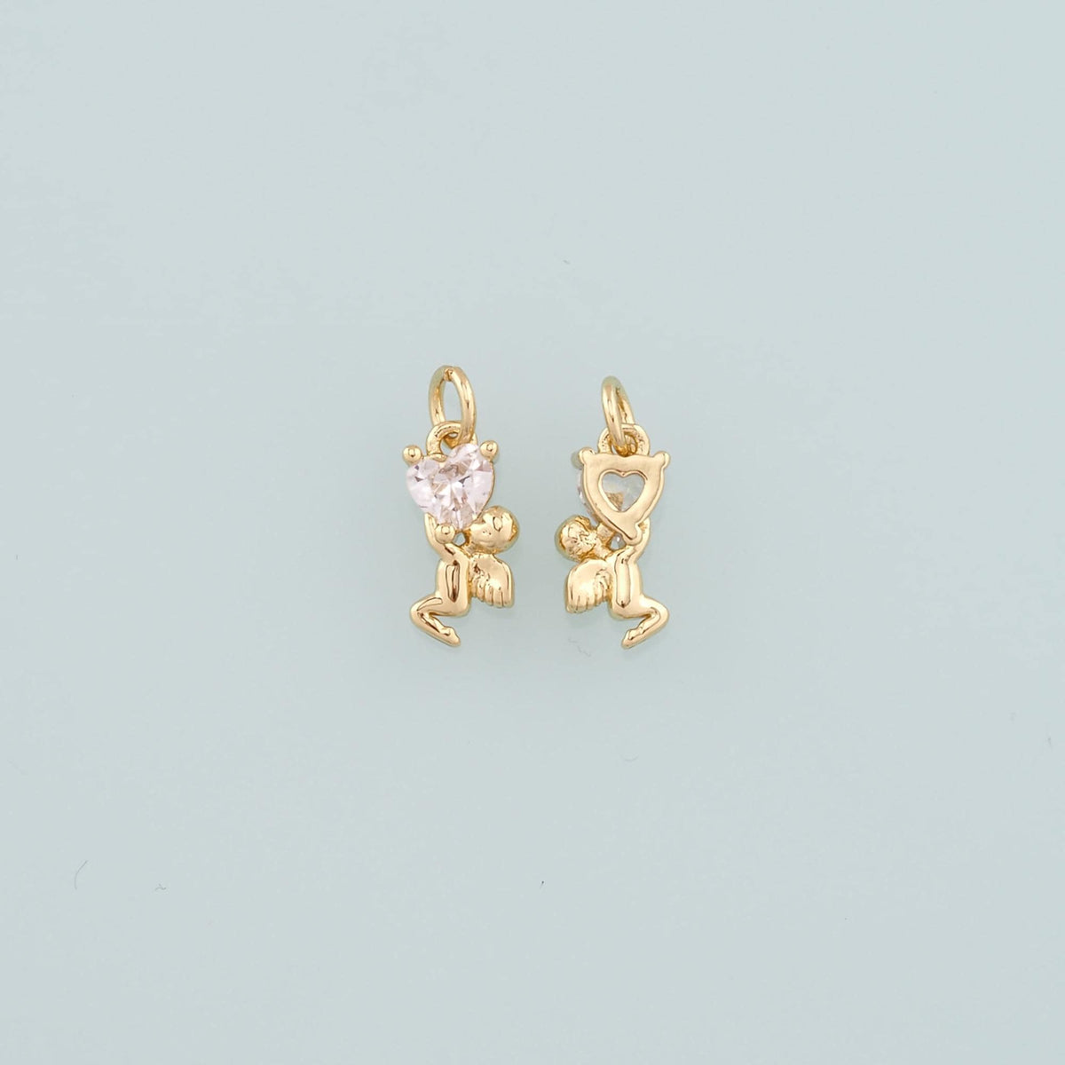 18K Gold Filled Heart CZ Charm Pendant for Jewelry Making