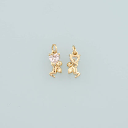 18K Gold Filled Heart CZ Charm Pendant for Jewelry Making