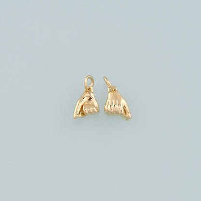 Gold Hand Charms,18K Gold Filled Gesture Pendant,Hand Charm Bracelet Necklace for DIY Jewelry Making Supply