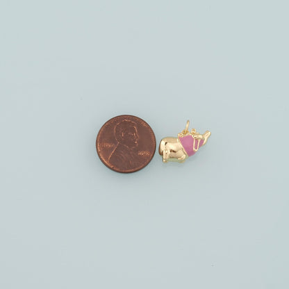 18K Gold Filled Elephant Enamel Charm Pendant for Jewelry Making