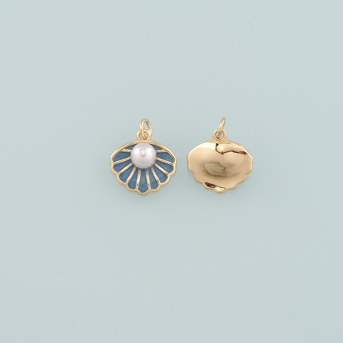 18K Gold Filled Shell Enamel Pearl Charm Pendant for Jewelry Making