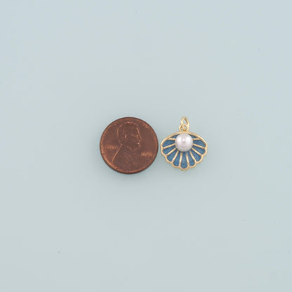 Gold Shell Charms,18K Gold Filled Pearl Scallop Pendant,Enamel Conch Shell Charm Bracelet Necklace for DIY Jewelry Making Sup