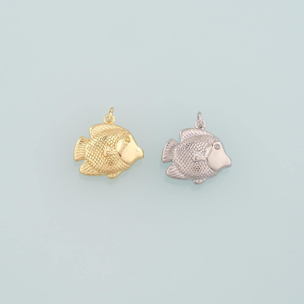 Gold Fish Charms,18K Gold Filled Fish Pendant,Cute Fish Charm Bracelet Necklace for DIY Jewelry Making Supply