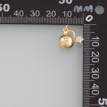 18K Gold Filled Grenade Pendant,CZ Micro Pave Grenade Charm Bracelet Necklace for DIY Jewelry Making Supply