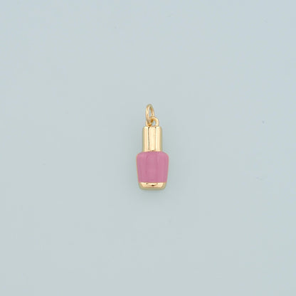 Gold Manicure Charms,18K Gold Filled Nail Polish Pendant,Enamel Nail Polish Charm Bracelet Necklace for DIY Jewelry Making Su
