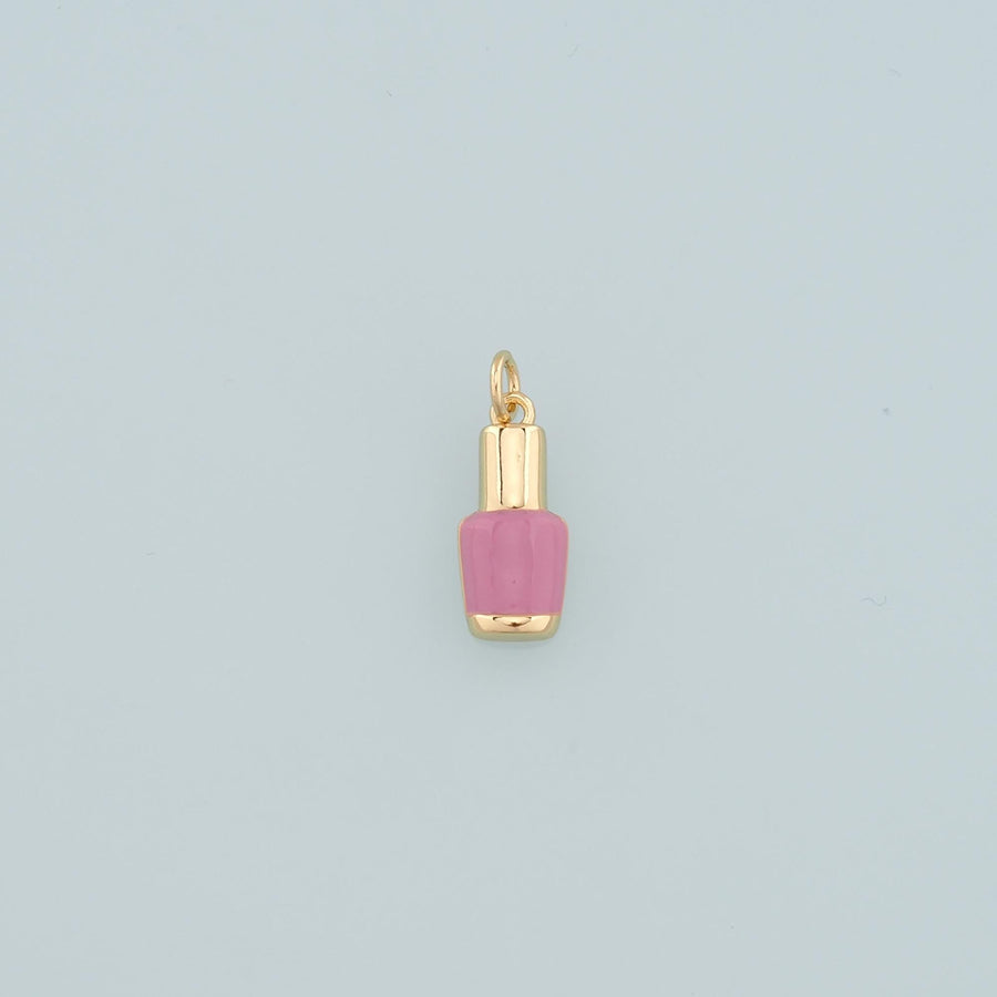 Gold Manicure Charms,18K Gold Filled Nail Polish Pendant,Enamel Nail Polish Charm Bracelet Necklace for DIY Jewelry Making Su