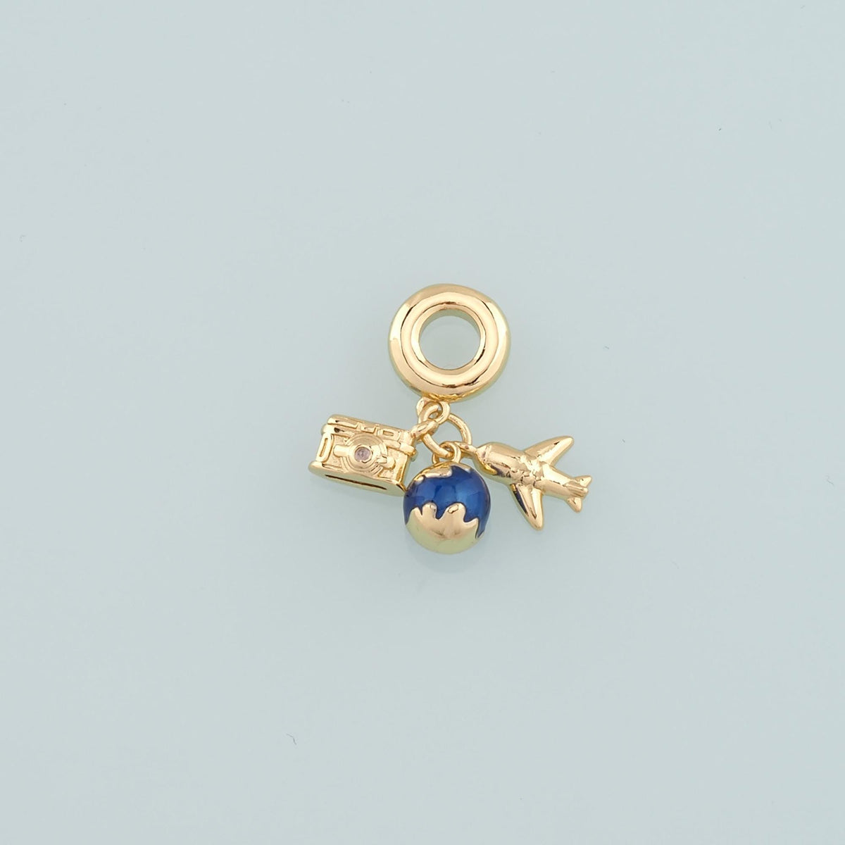 Gold Earth Charm,18K Gold Filled Airplane Pendant,Enamel Camera Charm Bracelet Necklace for DIY Jewelry Making Supply