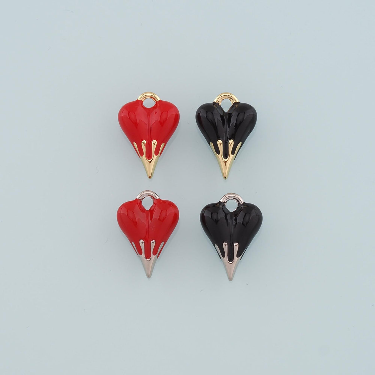 18K Gold Filled Heart Enamel Charm Pendant for Jewelry Making