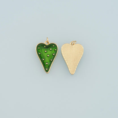 Gold Heart Charms,18K Gold Filled Heart Pendant,Enamel Heart Charm Bracelet Necklace for DIY Jewelry Making Supply