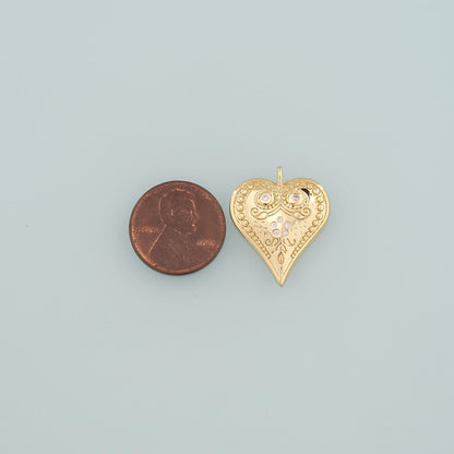 Gold Heart Charms,18K Gold Filled Heart Pendant,CZ Micro Pave Heart Charm Bracelet Necklace for DIY Jewelry Making Supply