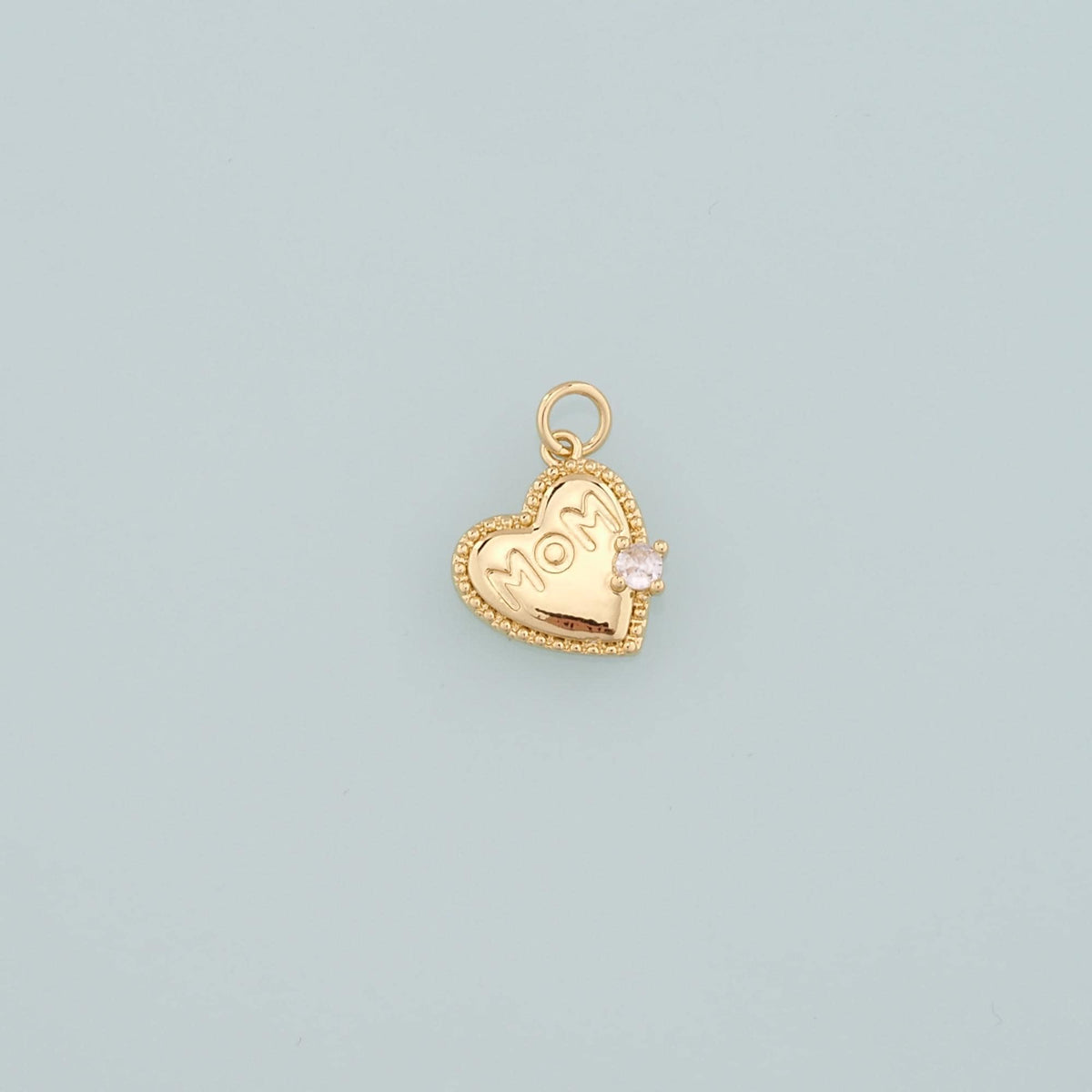 Gold Heart Charms,18K Gold Filled Mom Pendant,CZ Micro Pave Heart Charm Bracelet Necklace for DIY Jewelry Making Supply