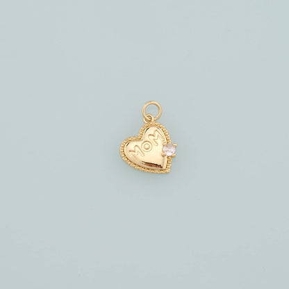 Gold Heart Charms,18K Gold Filled Mom Pendant,CZ Micro Pave Heart Charm Bracelet Necklace for DIY Jewelry Making Supply