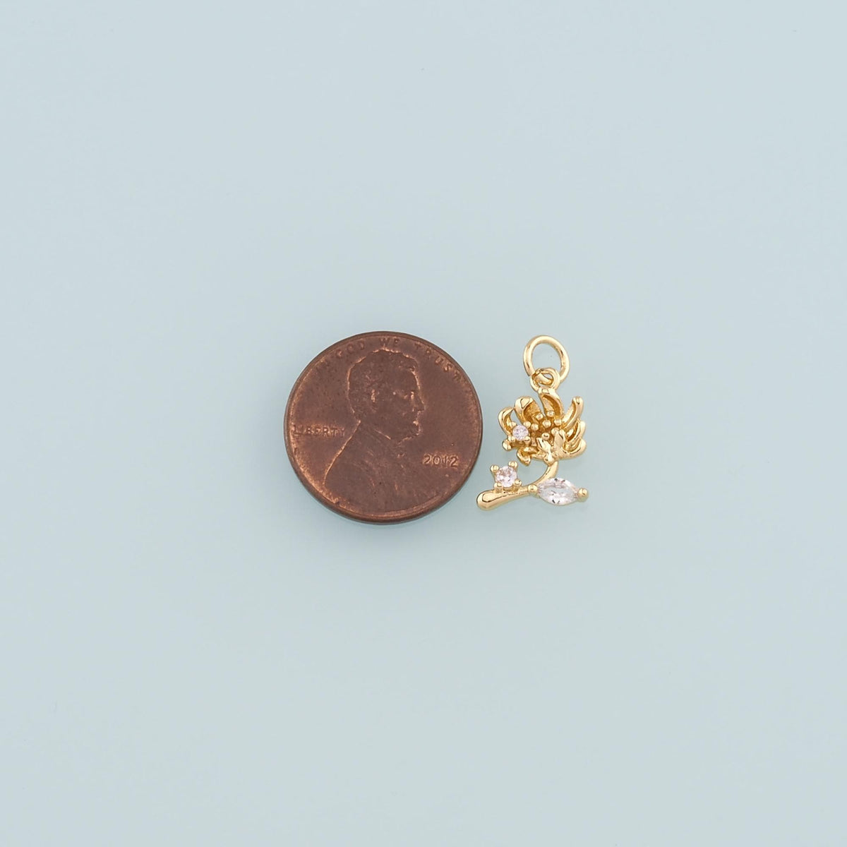 Gold Flower Charms,18K Gold Filled Flower Pendant,CZ Micro Pave Flower Charm Bracelet Necklace for DIY Jewelry Making Supply