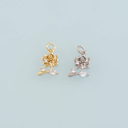 Gold Flower Charms,18K Gold Filled Flower Pendant,CZ Micro Pave Flower Charm Bracelet Necklace for DIY Jewelry Making Supply