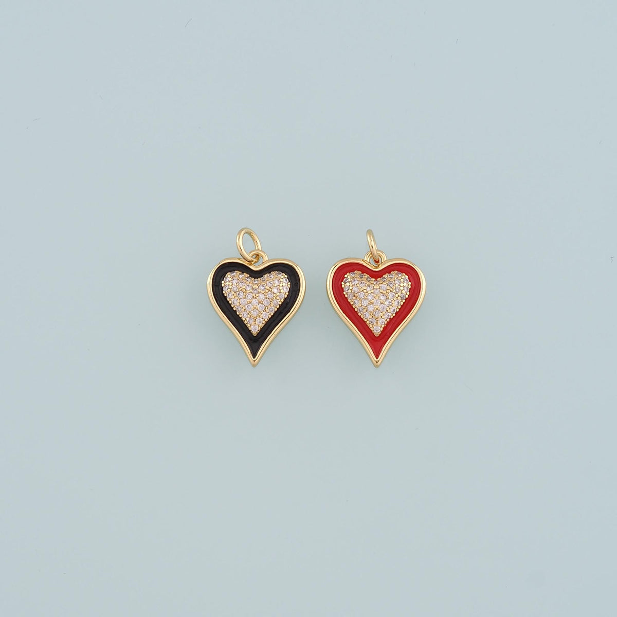 18K Gold Filled Enamel Heart Charm Pendant for Jewelry Making