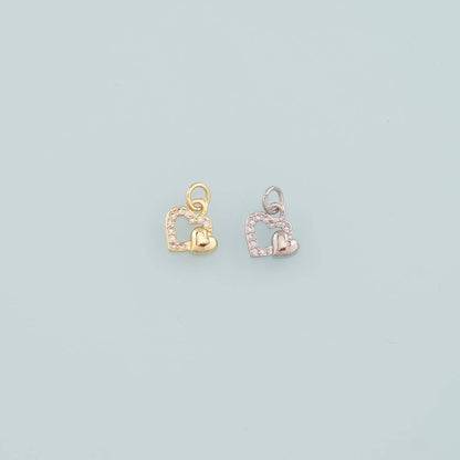 18K Gold Filled Heart CZ Charm Pendant for Jewelry Making