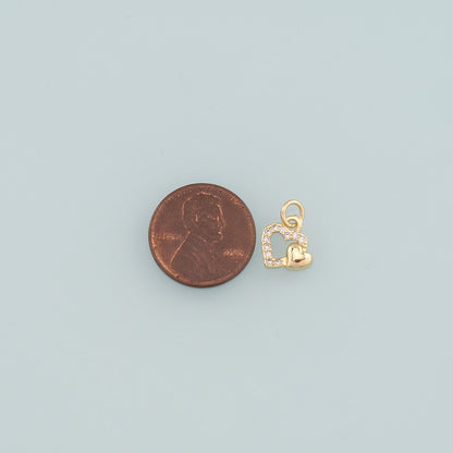 18K Gold Filled Heart CZ Charm Pendant for Jewelry Making