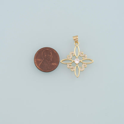Gold Flower Charms,18K Gold Filled Flower Pendant,CZ Micro Pave Flower Charm Bracelet Necklace for DIY Jewelry Making Supply