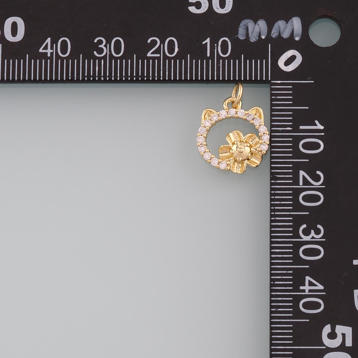 18K Gold Filled Cat CZ Charm Pendant for Jewelry Making