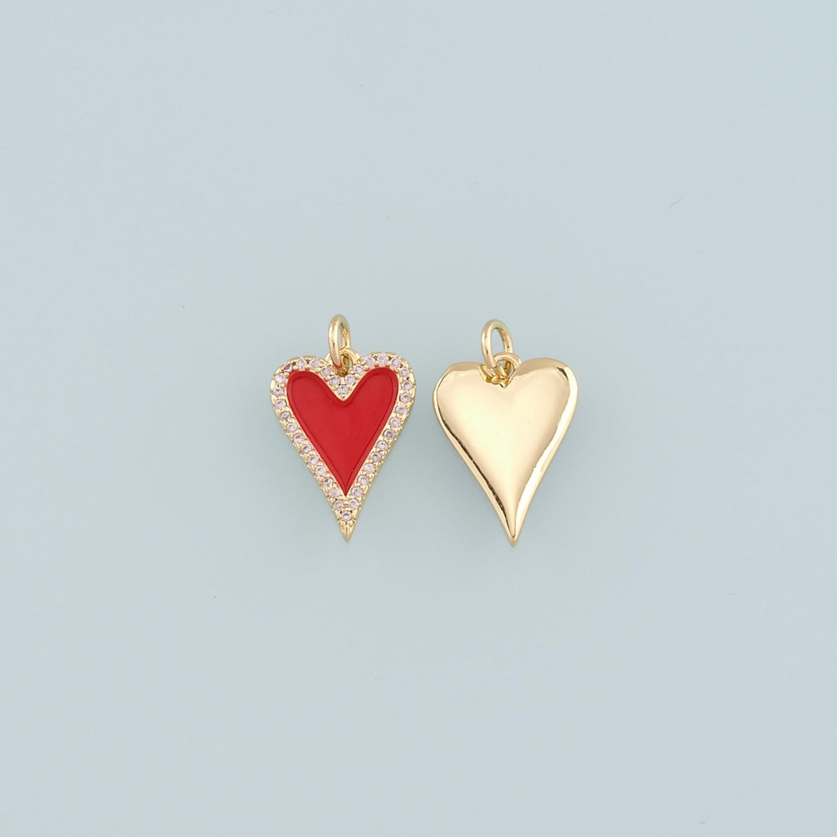 Gold Heart Charms,18K Gold Filled Heart Pendant,Enamel Heart Charm Bracelet Necklace for DIY Jewelry Making Supply