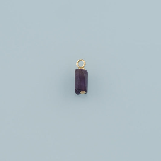 18K Gold Filled Cylinder Pendant,Natural Stone Charm Bracelet Necklace for DIY Jewelry Making Supply