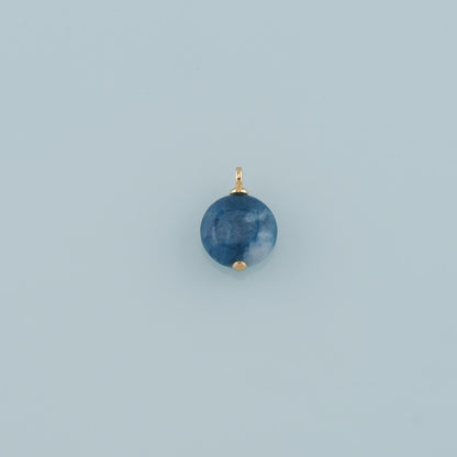 18K Gold Filled Round Pendant,Natural Stone Charm Bracelet Necklace for DIY Jewelry Making Supply